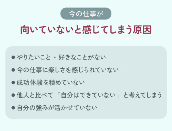 今の仕事が向いていないと感じてしまう原因