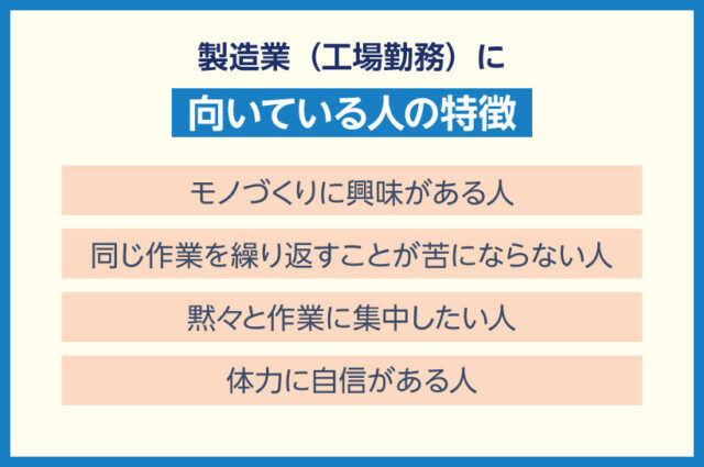 製造業（工場勤務）に向いている人の特徴