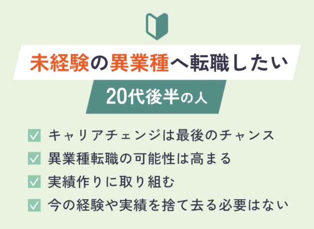 【未経験の異業種へ転職したい】20代後半の人