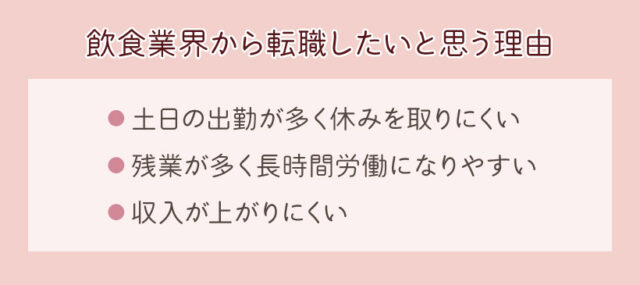 飲食業界から転職したいと思う理由