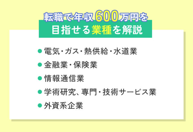 転職で年収600万円を目指せる業種を解説