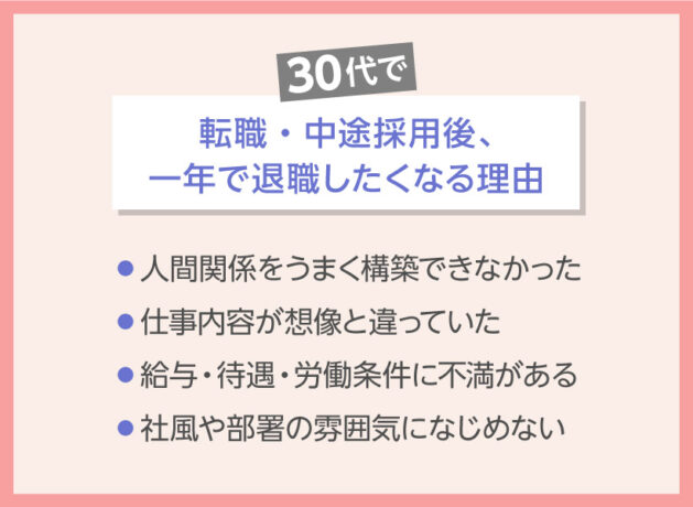 30代で転職・中途採用後、一年で退職したくなる理由