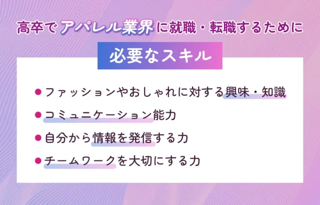 高卒でアパレル業界に就職・転職するために必要なスキル