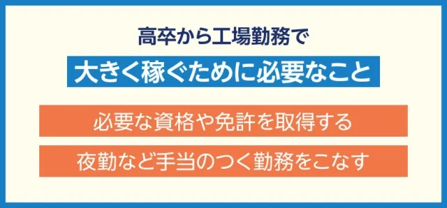 高卒から工場勤務で大きく稼ぐために必要なこと