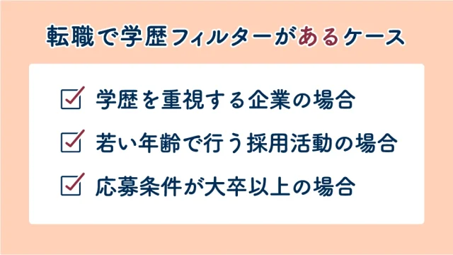 転職で学歴フィルターがあるケース