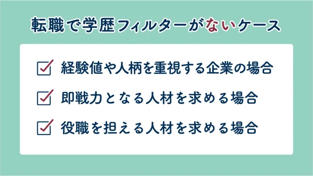 転職で学歴フィルターがないケース