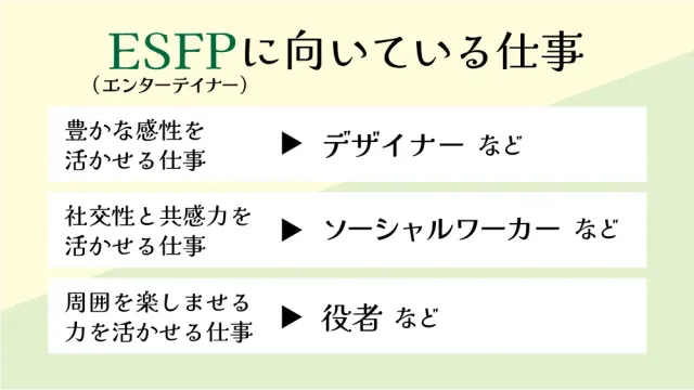 ESFP（エンターテイナー）に向いている仕事