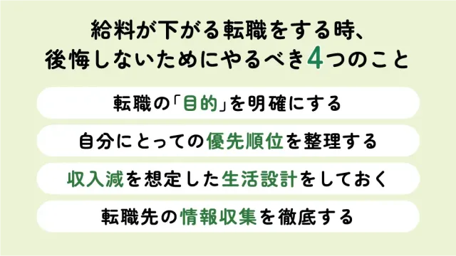 給料が下がる転職をする時、後悔しないためにやるべき4つのこと