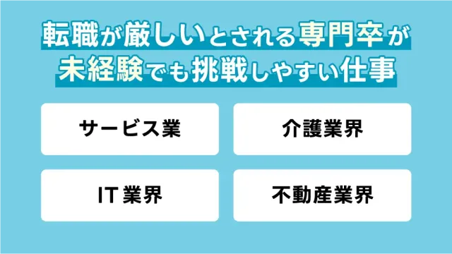 転職が厳しいとされる専門卒が未経験でも挑戦しやすい仕事