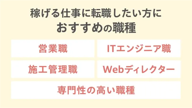 稼げる仕事に転職したい方におすすめの職種